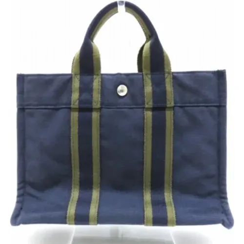 Pre-owned Navy Canvas Hermès bag , female, Sizes: ONE SIZE - Hermès Vintage - Modalova