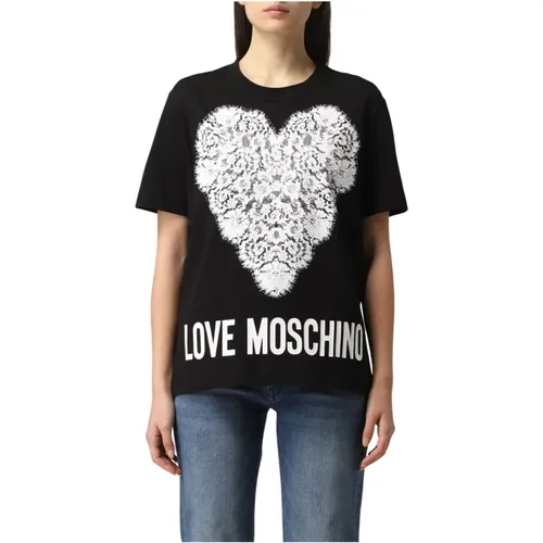Women`s T-shirt with lace heart , female, Sizes: 2XS, XS, M - Moschino - Modalova
