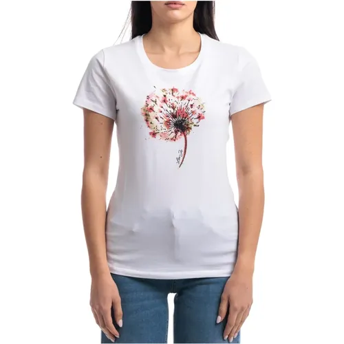 Bedrucktes Rhinestone T-Shirt , Damen, Größe: L - Liu Jo - Modalova