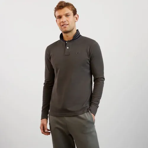 Dark khaki long-sleeved polo shirt , male, Sizes: S - Eden Park - Modalova
