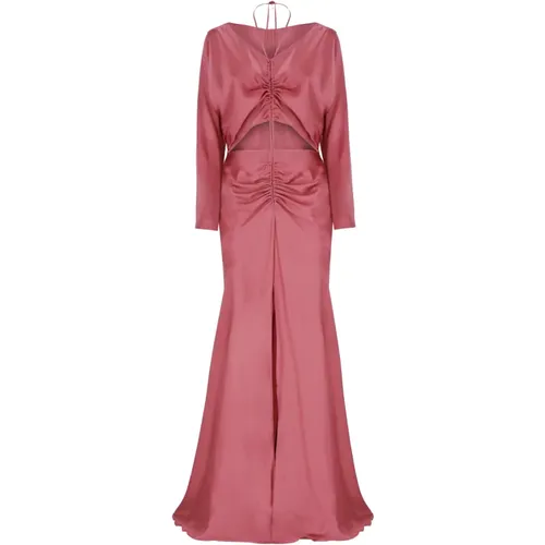 Silk Blend V-Neck Dress , female, Sizes: L, S - alberta ferretti - Modalova