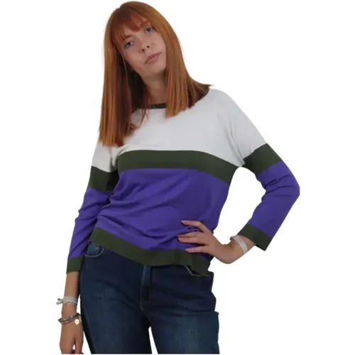 Color Block Round Neck Women Sweater , female, Sizes: M - Marella - Modalova