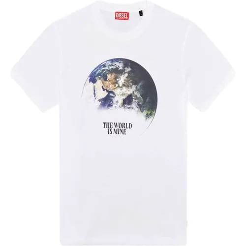 World Print T-Shirt , male, Sizes: XL, M, S, 2XL, L - Diesel - Modalova