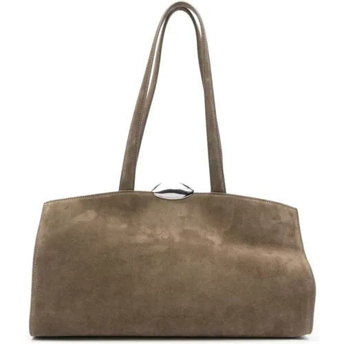 Khaki Calf Suede Tote Bag , female, Sizes: ONE SIZE - Benedetta Bruzziches - Modalova