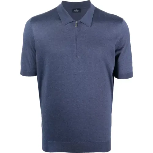 Silk zip polo shirt , male, Sizes: 2XL, L, XL, 3XL, 4XL - Barba - Modalova