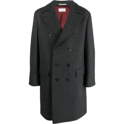 Grauer Zweireihiger Mantel für Männer - BRUNELLO CUCINELLI - Modalova