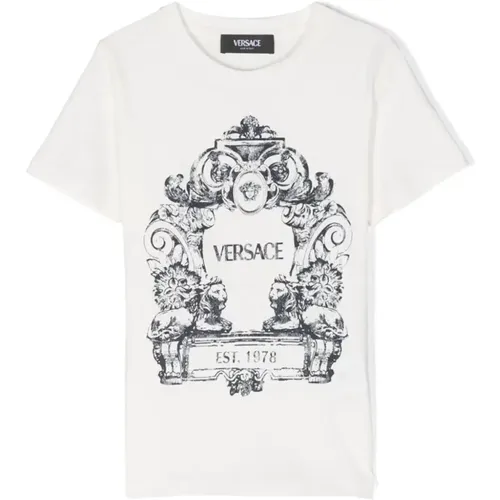 Cartouche Kids Print T-shirt - Versace - Modalova