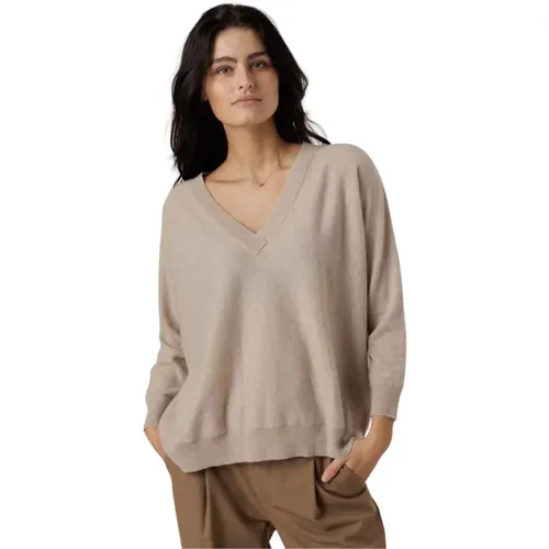 V-Ausschnitt Kaschmir Pullover Sand - Lisa Yang - Modalova