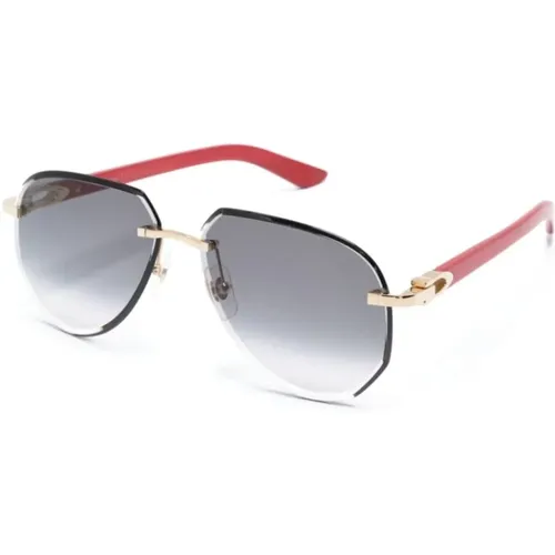Gold Sunglasses with Accessories , male, Sizes: 61 MM - Cartier - Modalova