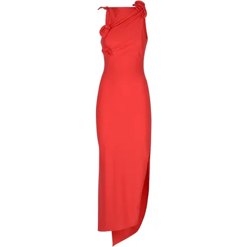 Rotes Asymmetrisches Blumenkleid , Damen, Größe: M - Coperni - Modalova