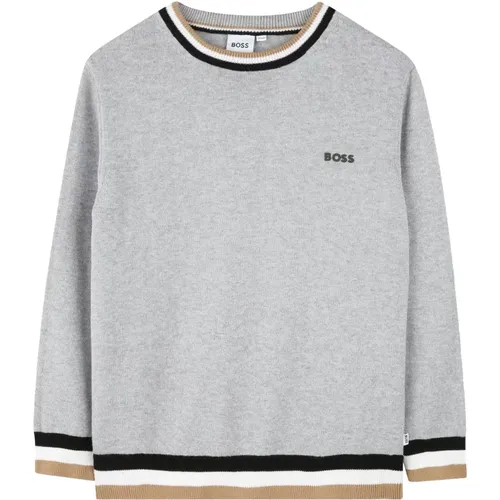 Gestreifter Logo Pullover Grau - Hugo Boss - Modalova