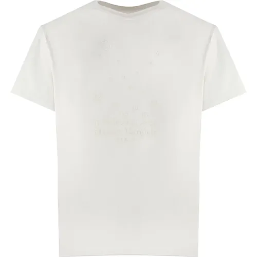 Weiße Baumwoll-T-Shirt mit Nummernlogo - Maison Margiela - Modalova