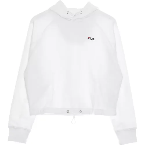 Weiße Cropped Hoodie mit Kordelzug , Damen, Größe: XS - Fila - Modalova