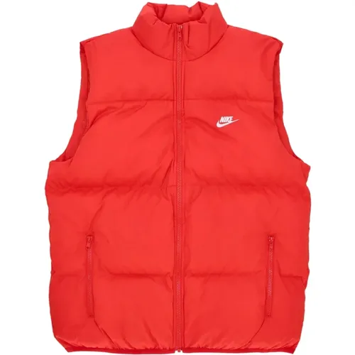 Rot/Weiß Puffer Weste Daunenjacke , Herren, Größe: XL - Nike - Modalova