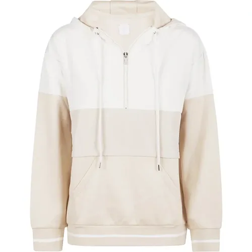 Hooded Bicolor Zip Sweatshirt , female, Sizes: M - Eleventy - Modalova