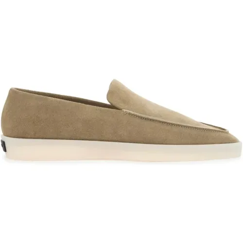 Suede Leather Moccasins with Logo Patch , male, Sizes: 6 UK, 11 UK, 10 UK, 9 UK, 7 UK, 8 UK - Fear Of God - Modalova