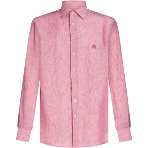 Linen Pegaso Motif Shirt , male, Sizes: XL, M, L - ETRO - Modalova
