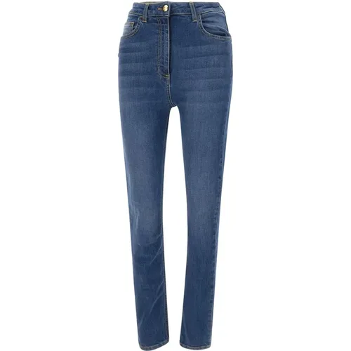 Skinny Jeans with Gold Buttons , female, Sizes: W27, W26, W29, W28, W30, W25 - Elisabetta Franchi - Modalova