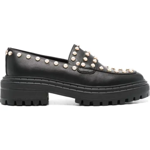 Schwarze flache Loafer mit Perlendetails , Damen, Größe: 39 EU - Twinset - Modalova