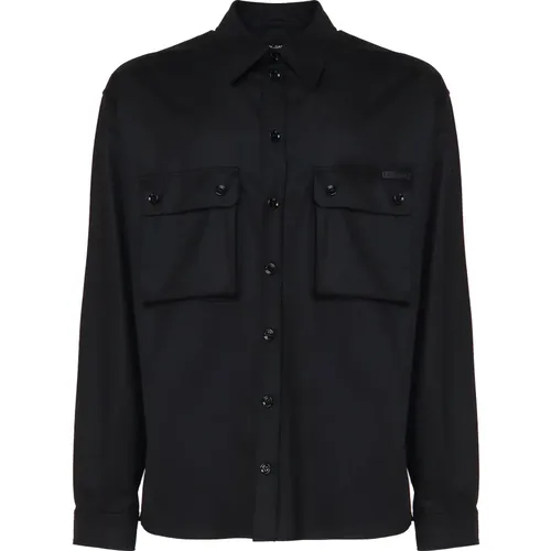 Wool Italian Collar Shirt , male, Sizes: XL, 2XL - Dolce & Gabbana - Modalova