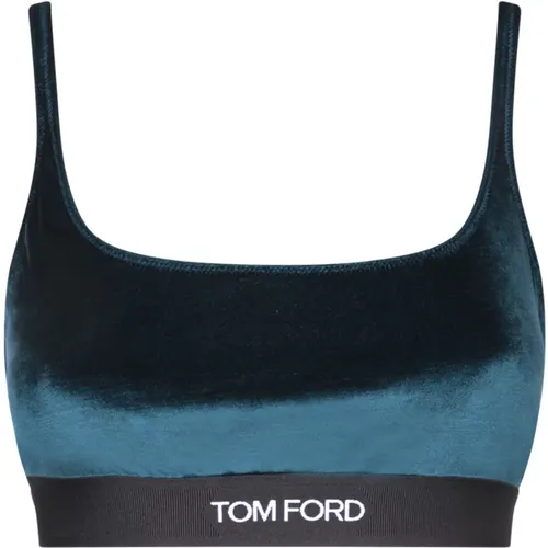 Grüner Samt Nahtloser Bralette Topwear , Damen, Größe: XS - Tom Ford - Modalova