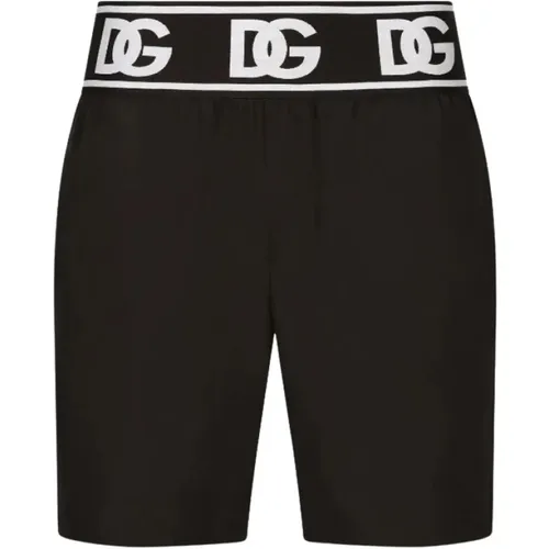 Wide Logo-Waist Swim Shorts , male, Sizes: 2XL, XL - Dolce & Gabbana - Modalova