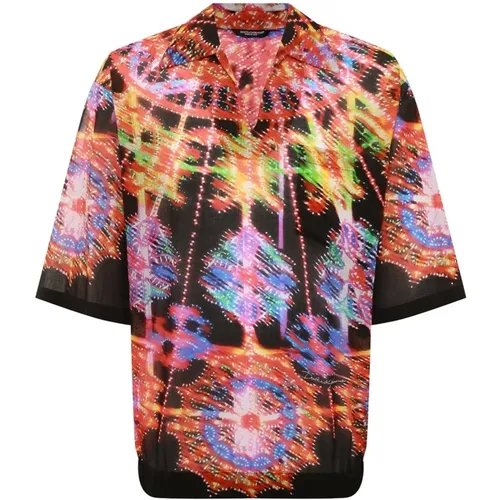 Printed Shirt with V-Neck , male, Sizes: L - Dolce & Gabbana - Modalova