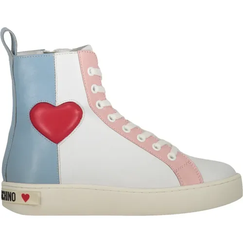 Hohe Sneakers mit seitlichem Reißverschluss , Damen, Größe: 37 EU - Love Moschino - Modalova