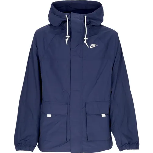 Windbreaker Jacke in Mitternachtsmarine/Weiß mit Kapuze , Herren, Größe: L - Nike - Modalova