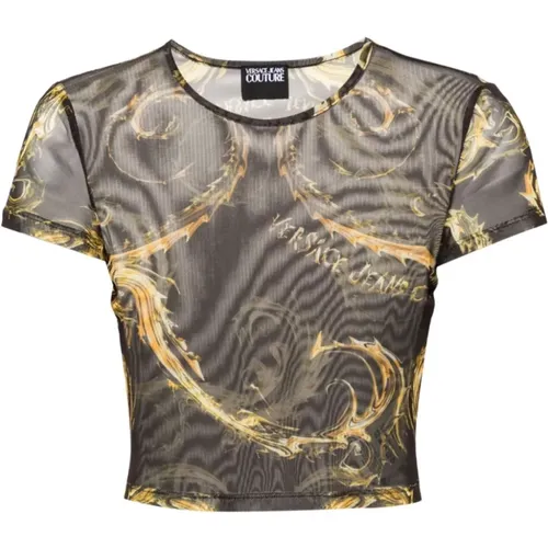 Schwarze T-Shirts & Polos für Frauen , Damen, Größe: M - Versace Jeans Couture - Modalova