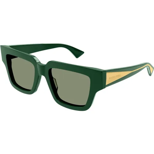Grüne Sonnenbrille, Stilvoll und vielseitig , Damen, Größe: 52 MM - Bottega Veneta - Modalova