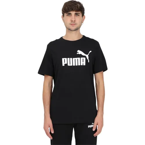 Schwarzes Logo T-Shirt , Herren, Größe: M - Puma - Modalova