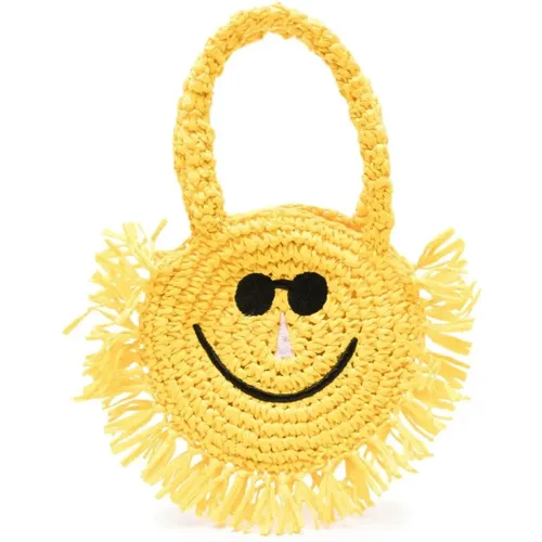 Gelbe Raffiagewebte Tasche mit Sonnenmotiv - Stella Mccartney - Modalova