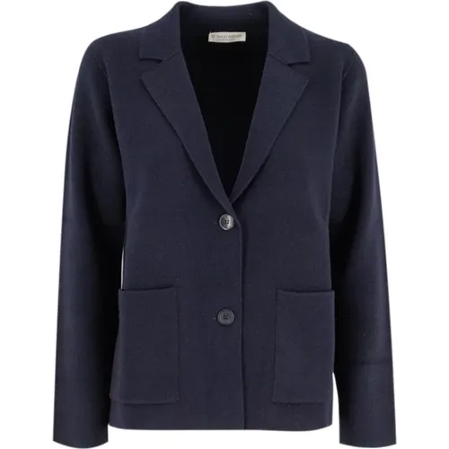 Elegant Knitted Blazer with Lapel Collar , female, Sizes: XL - Le Tricot Perugia - Modalova