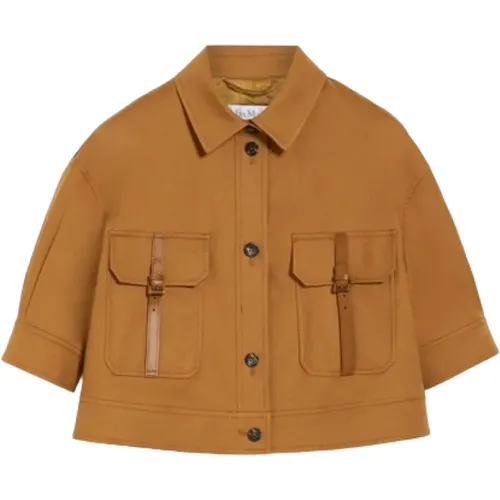 Leather Crop Jacket , female, Sizes: XS, S - Max Mara - Modalova