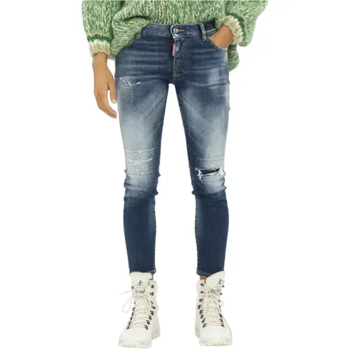 Slim-Fit Cropped Denim Jeans , Damen, Größe: S - Dsquared2 - Modalova