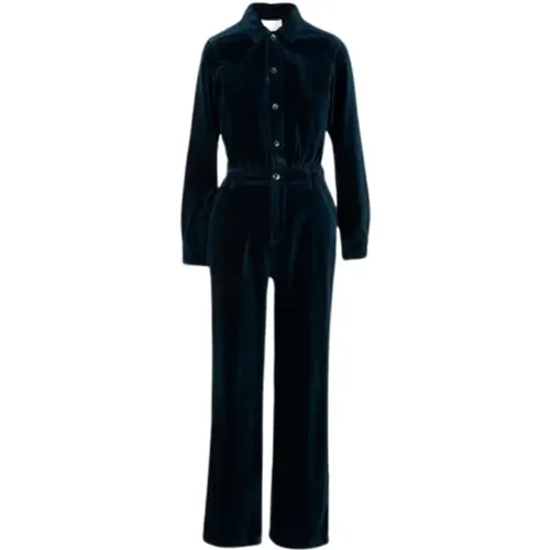 Navy Velvet Jumpsuit , female, Sizes: M - Leon & Harper - Modalova