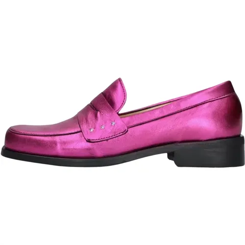 Rosa Metallic Loafers mit Sternen-Nieten , Damen, Größe: 36 EU - Fabienne Chapot - Modalova