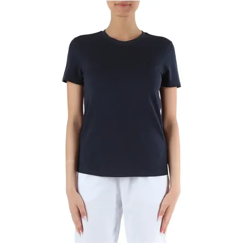 Piquet Baumwoll T-Shirt mit Strass Logo , Damen, Größe: L - Sun68 - Modalova