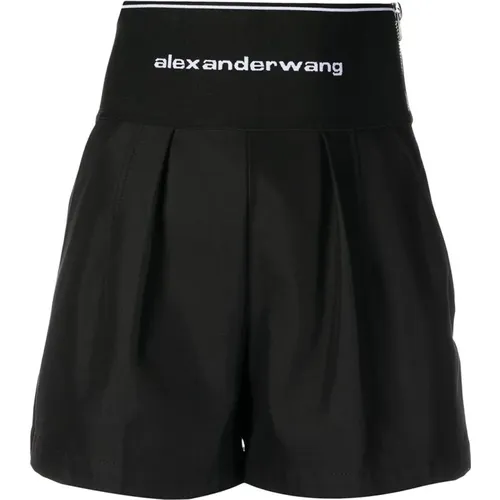Schwarze Logo Tailleband Safari Shorts - alexander wang - Modalova