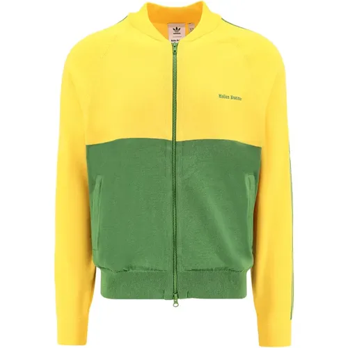 Yellow Knitwear Zip Closure Cotton , male, Sizes: XL - Adidas - Modalova