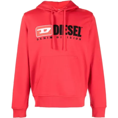 Roter Lässiger Hoodie Pullover , Herren, Größe: XL - Diesel - Modalova