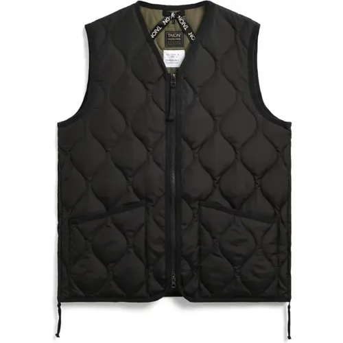 Military Zip-Up V-Neck Vest , male, Sizes: M - Taion - Modalova