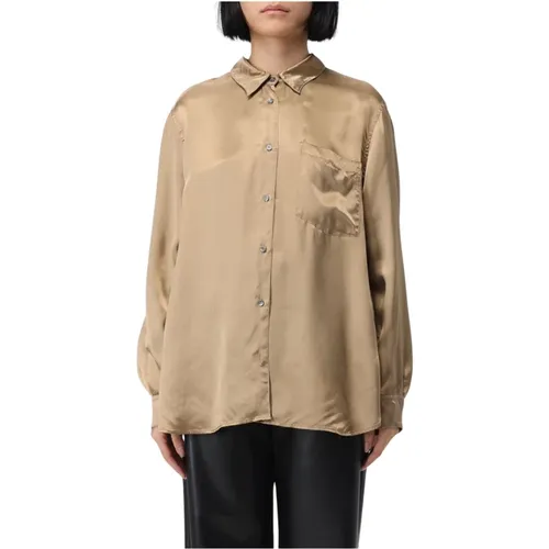 Golden Long Sleeve Satin Shirt , female, Sizes: M - Aspesi - Modalova