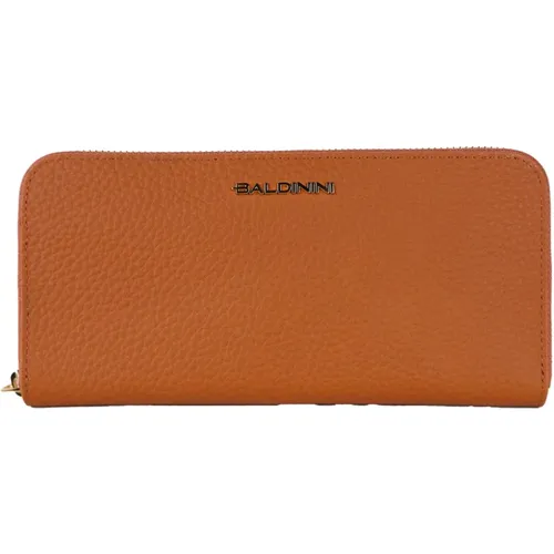 Leder-Reißverschlussbrieftasche mit Markenlogo - Baldinini - Modalova