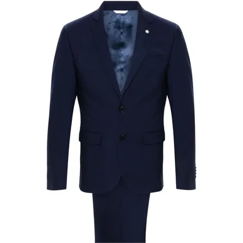 Blaues Wollmischung Anzug Stretch-Design , Herren, Größe: S - Manuel Ritz - Modalova