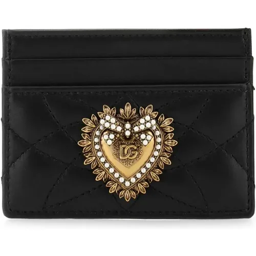 Leather Devotion Card Holder , female, Sizes: ONE SIZE - Dolce & Gabbana - Modalova