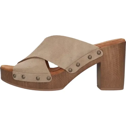 Taupe Wildleder Clog Mules Tapia , Damen, Größe: 39 EU - Unisa - Modalova