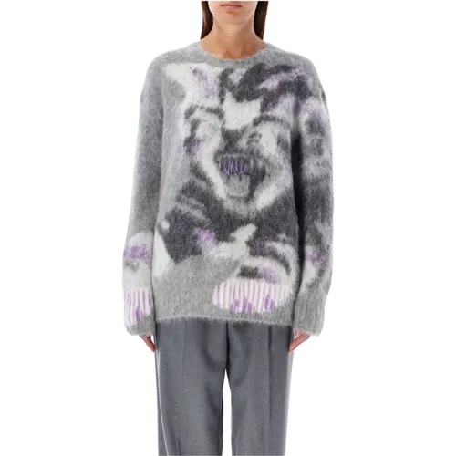 Cat Intarsia Knitwear Grey Multi , female, Sizes: XS - Stella Mccartney - Modalova