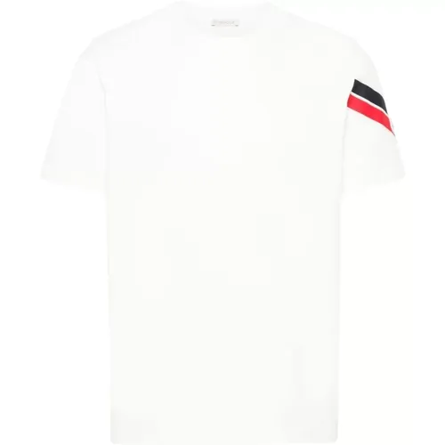 Cotton T-shirt with Stripe Detailing , male, Sizes: M, S, XL, L - Moncler - Modalova